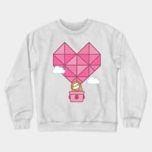 Cute Heart Hot Air Balloon Sloth Crewneck Sweatshirt